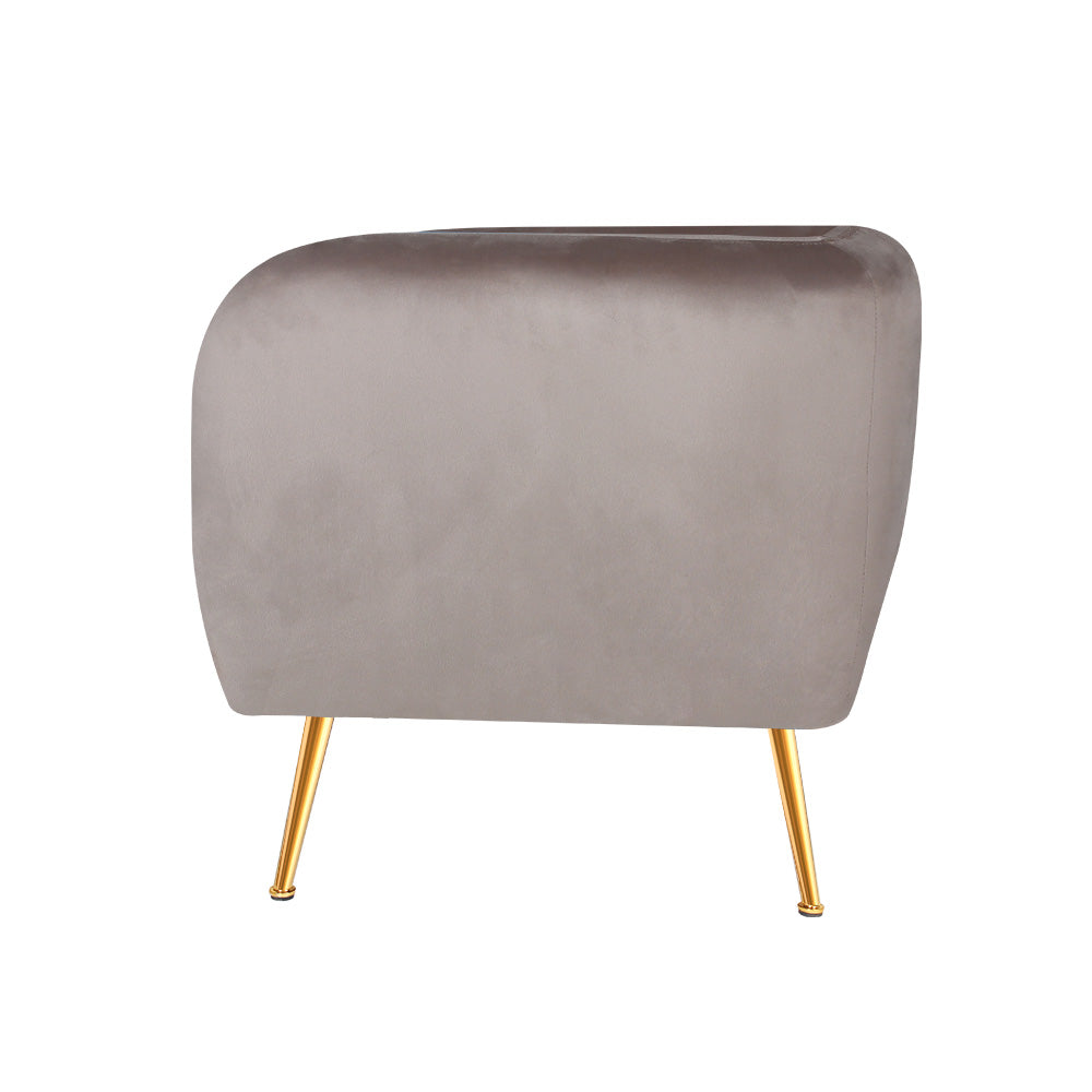Armchair Lounge Arm Chair Sofa Velvet Beige