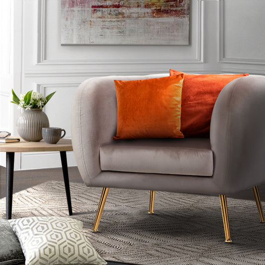 Armchair Lounge Arm Chair Sofa Velvet Beige