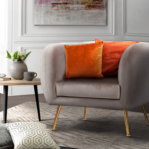  Armchair Lounge Arm Chair Sofa Velvet Beige