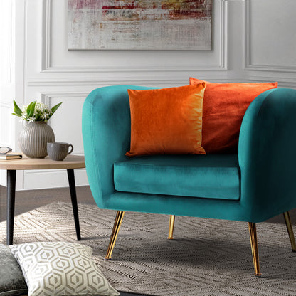 Velvet Pink/Green Armchair Lounge Sofa - Accent Chair