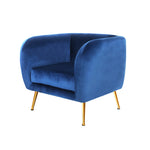 Armchair Lounge Arm Chair Sofa Velvet Navy