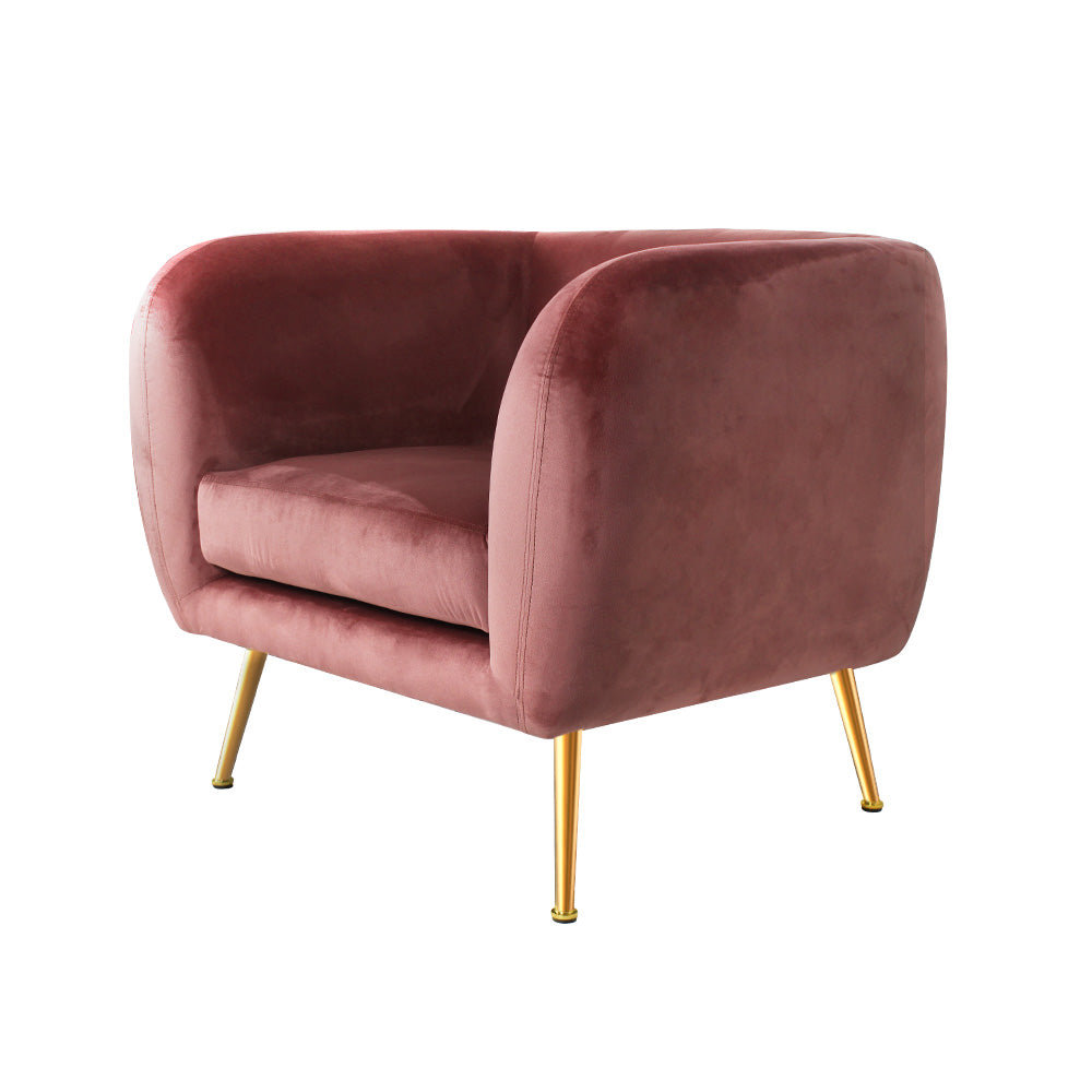 Armchair Lounge Sofa Arm Chair Armchairs Couch Velvet Pink