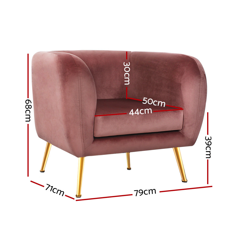 Armchair Lounge Sofa Arm Chair Armchairs Couch Velvet Pink