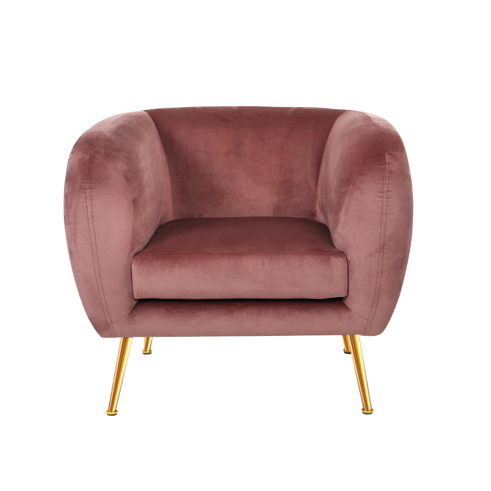 Armchair Lounge Sofa Arm Chair Armchairs Couch Velvet Pink