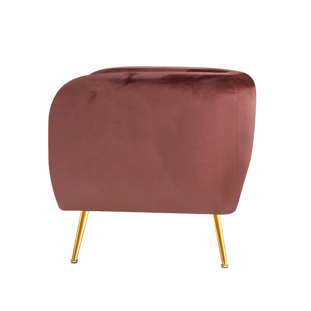 Armchair Lounge Sofa Arm Chair Armchairs Couch Velvet Pink