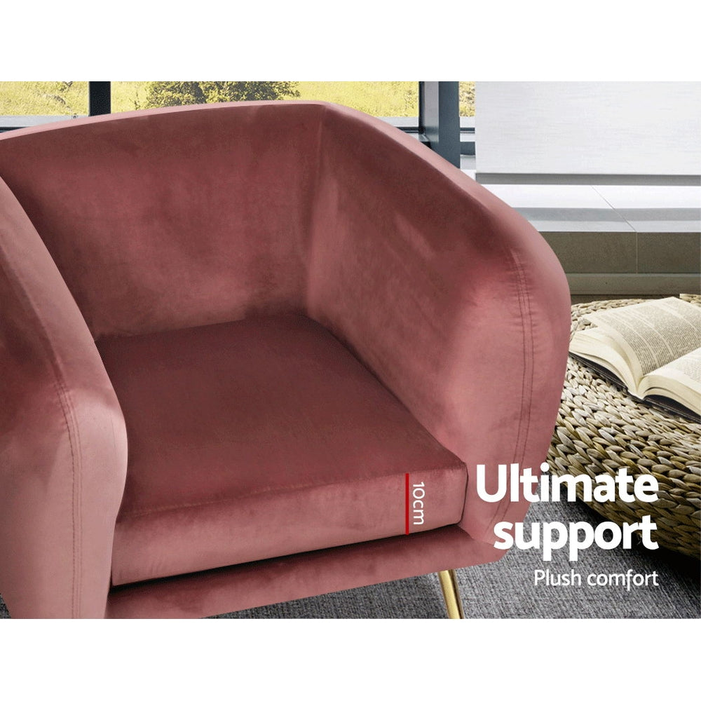 Armchair Lounge Sofa Arm Chair Armchairs Couch Velvet Pink