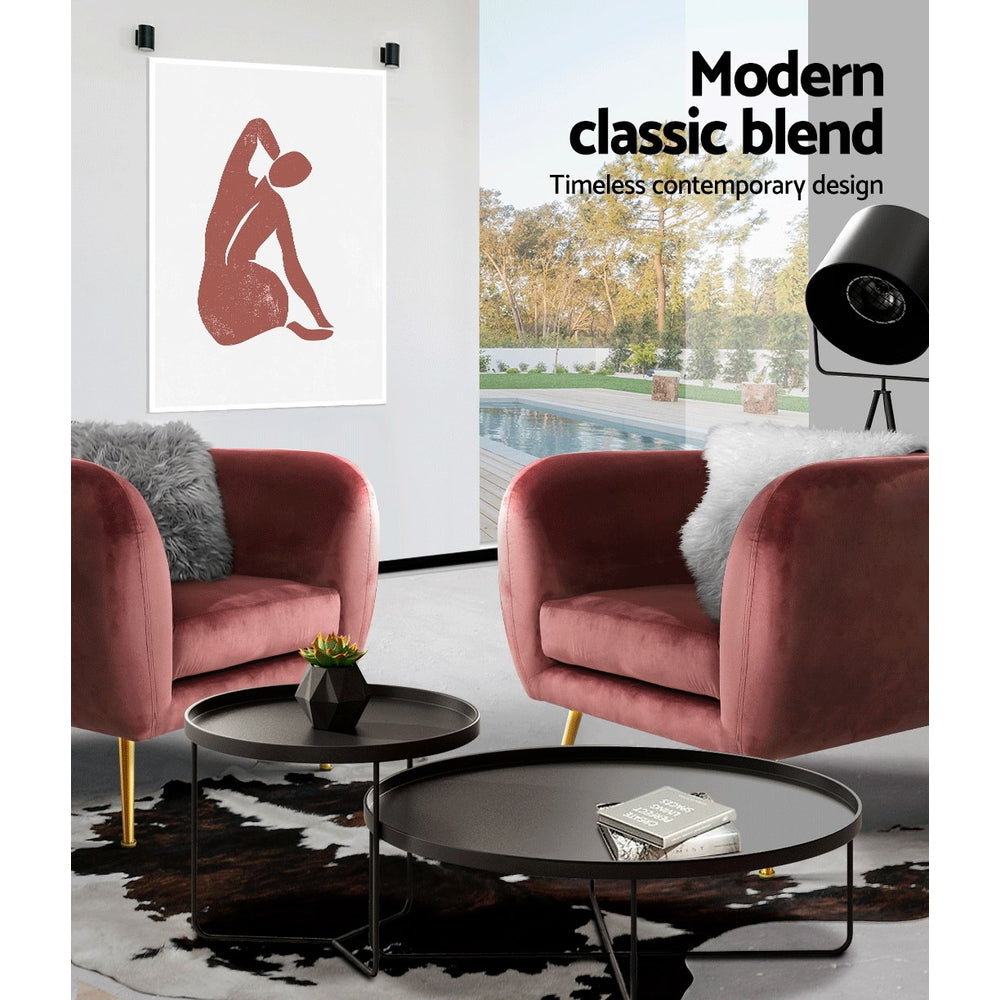 Armchair Lounge Sofa Arm Chair Armchairs Couch Velvet Pink
