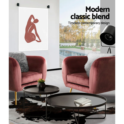 Armchair Lounge Sofa Arm Chair Armchairs Couch Velvet Pink