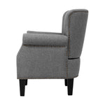 Armchair Chair Retro Lounge Accent Chair Single Sofa Linen Fabric Grey