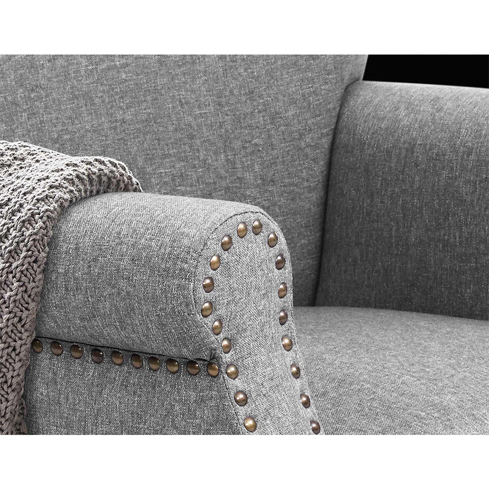 Armchair Chair Retro Lounge Accent Chair Single Sofa Linen Fabric Grey