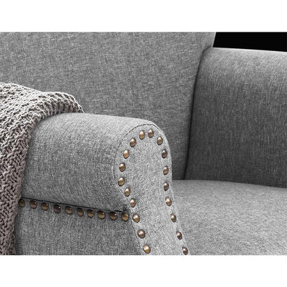 Armchair Chair Retro Lounge Accent Chair Single Sofa Linen Fabric Grey