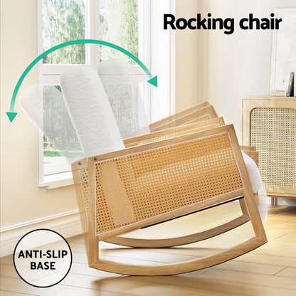 Elegant Boucle Rocking Armchair - White