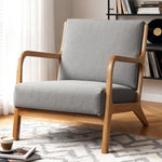 Armchair Fabric Light Grey Fabric Upholstery Wooden Frame King