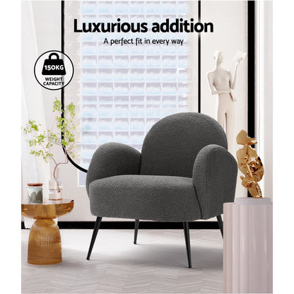 Armchair Boucle Charcoal Hanes