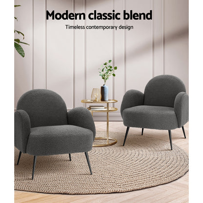 Armchair Boucle Charcoal Hanes