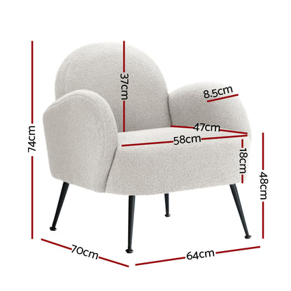 Armchair Boucle White Hanes