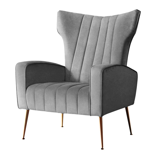  Armchair Grey Velvet Kate