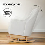 Rocking Chair Armchair Linen Fabric Beige Jonah