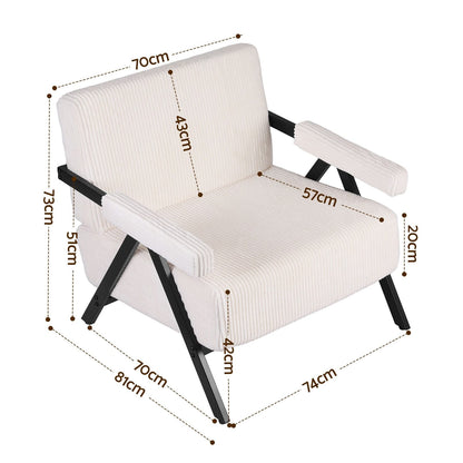 Compressed Armchair White Velvet 74x81x73cm