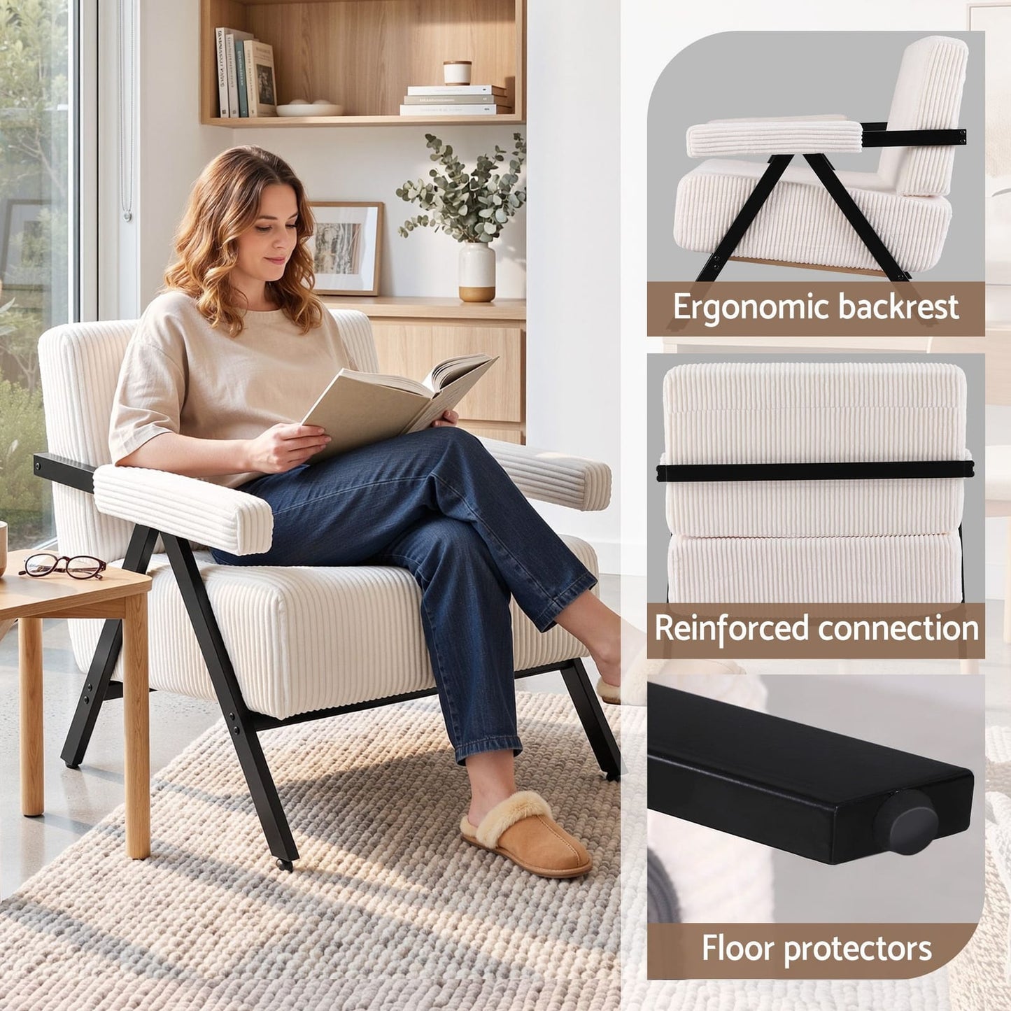 Compressed Armchair White Velvet 74x81x73cm