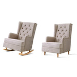 Rocking Chair Armchair Linen Fabric Beige Gaia