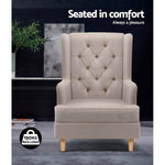 Rocking Chair Armchair Linen Fabric Beige Gaia