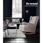 Rocking Chair Armchair Linen Fabric Beige Gaia