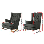 Rocking Armchair Feeding Chair Fabric Armchairs Lounge Recliner Charcoal