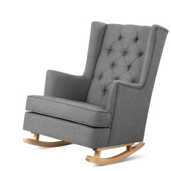 Rocking Chair Armchair Linen Fabric Grey Gaia