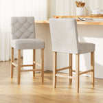 2X Bar Stools Linen Upholstered Chairs