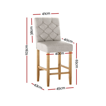 2X Bar Stools Linen Upholstered Chairs