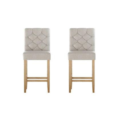 2X Bar Stools Linen Upholstered Chairs
