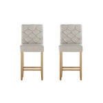 2X Bar Stools Linen Upholstered Chairs