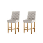 2X Bar Stools Linen Upholstered Chairs
