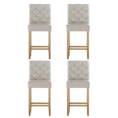 4X Bar Stools Linen Upholstered Chairs