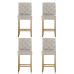 4X Bar Stools Linen Upholstered Chairs