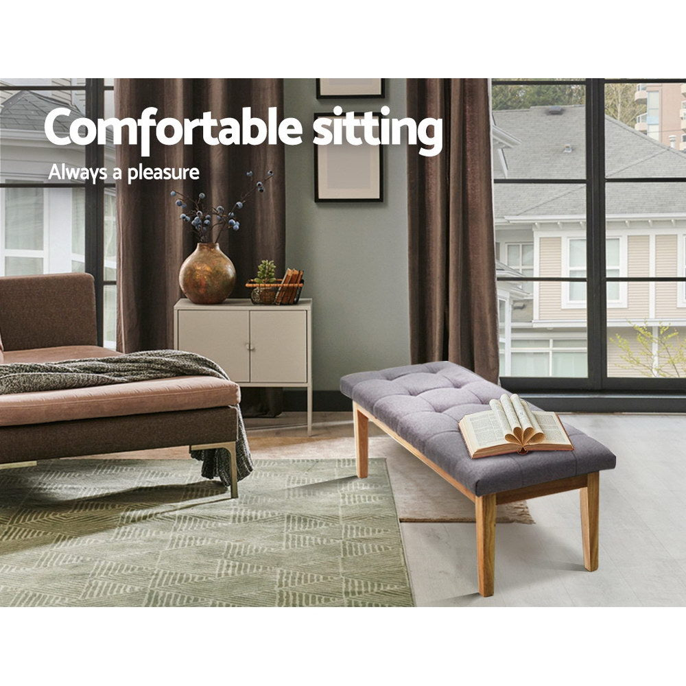 Ottoman Bench 120Cm Foot Stool Linen Grey