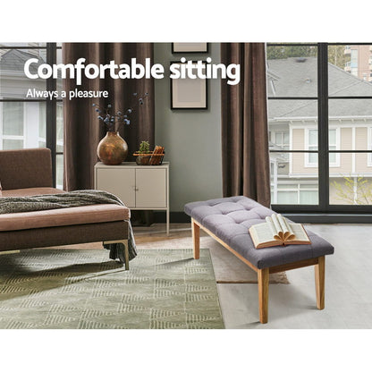 Ottoman Bench 120Cm Foot Stool Linen Grey