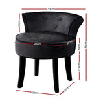 Vanity Stool Velvet Black Abella