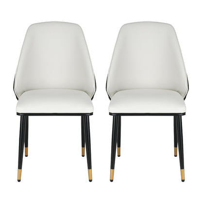 Dining Chairs Set Of 2 Leather Seat White And Black