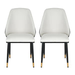 Dining Chairs Set Of 2 Leather Seat White And Black