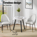 Dining Chairs Set Of 2 Leather Seat White And Black