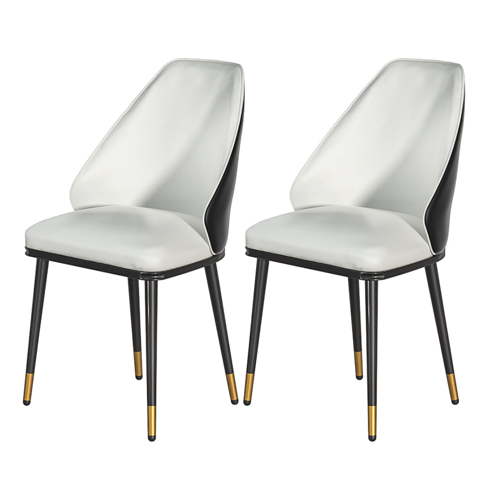 Dining Chairs Set Of 2 Leather Seat White And Black