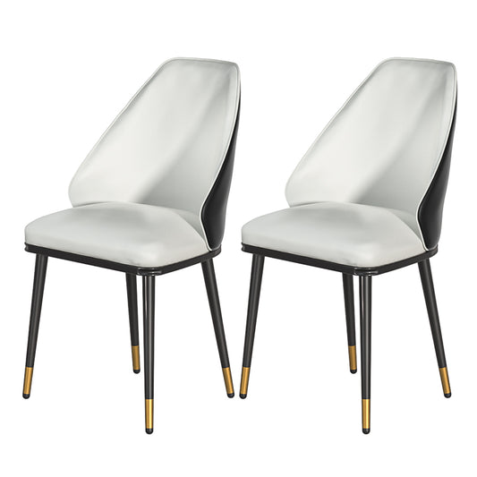 Dining Chairs Set Of 2 Leather Seat White And Black