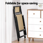 2x Foldable Dining Chairs Black Wooden Rattan Modern Home Furniture