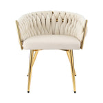 1 Set of 2 Dining Chairs Velvet Armchair Beige