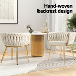 1 Set of 2 Dining Chairs Velvet Armchair Beige
