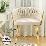 1 Set of 2 Dining Chairs Velvet Armchair Beige