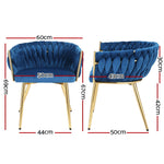 Dining Chair Velvet Weaving Armchair Blue