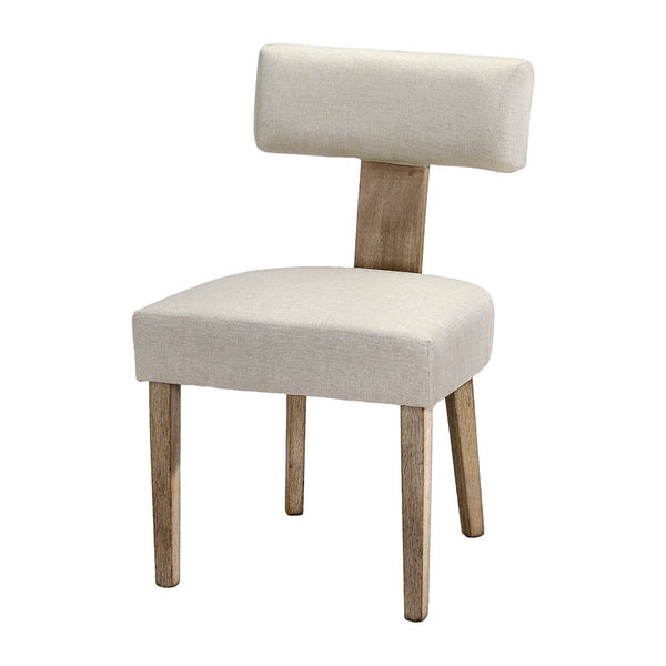  Dining Chairs Set Of 2 Linen Fabric Wooden Beige